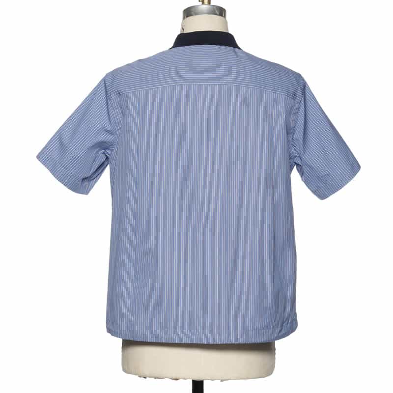 SACAI ドローストリングヘム ショートジップアップ ポロシャツ BLUE