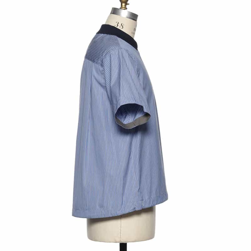 SACAI ドローストリングヘム ショートジップアップ ポロシャツ BLUE