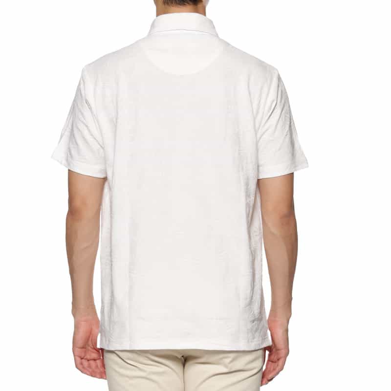 BARNEYS NEW YORK ボタニカルジャガード柄ポロシャツ WHITE