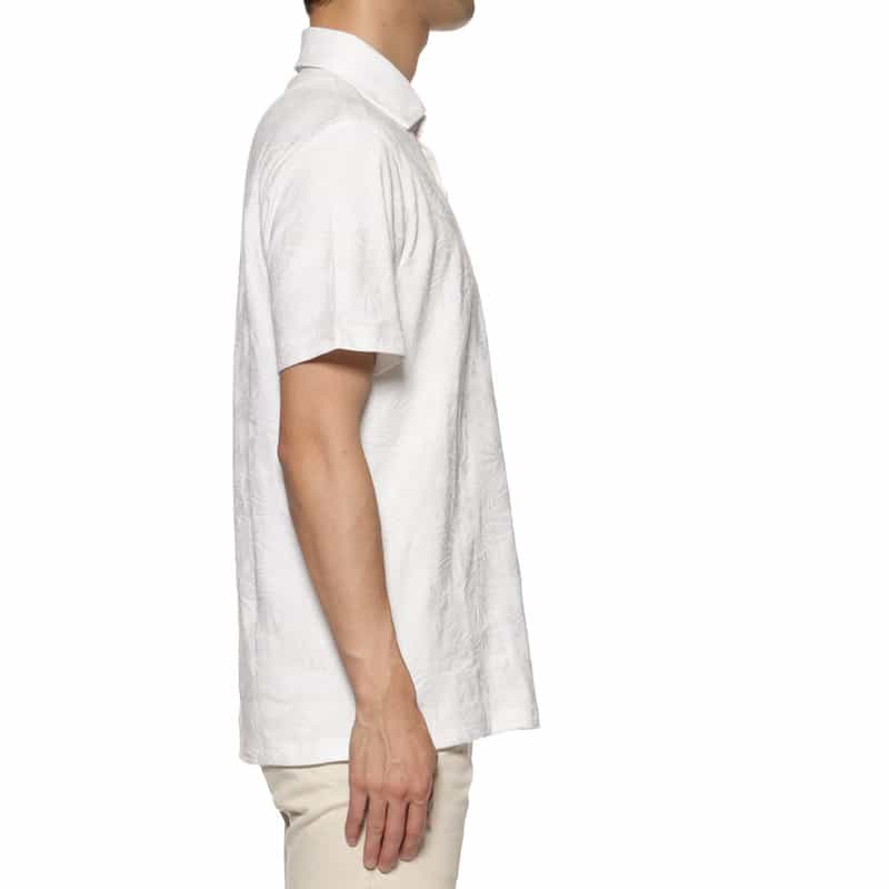 BARNEYS NEW YORK ボタニカルジャガード柄ポロシャツ WHITE
