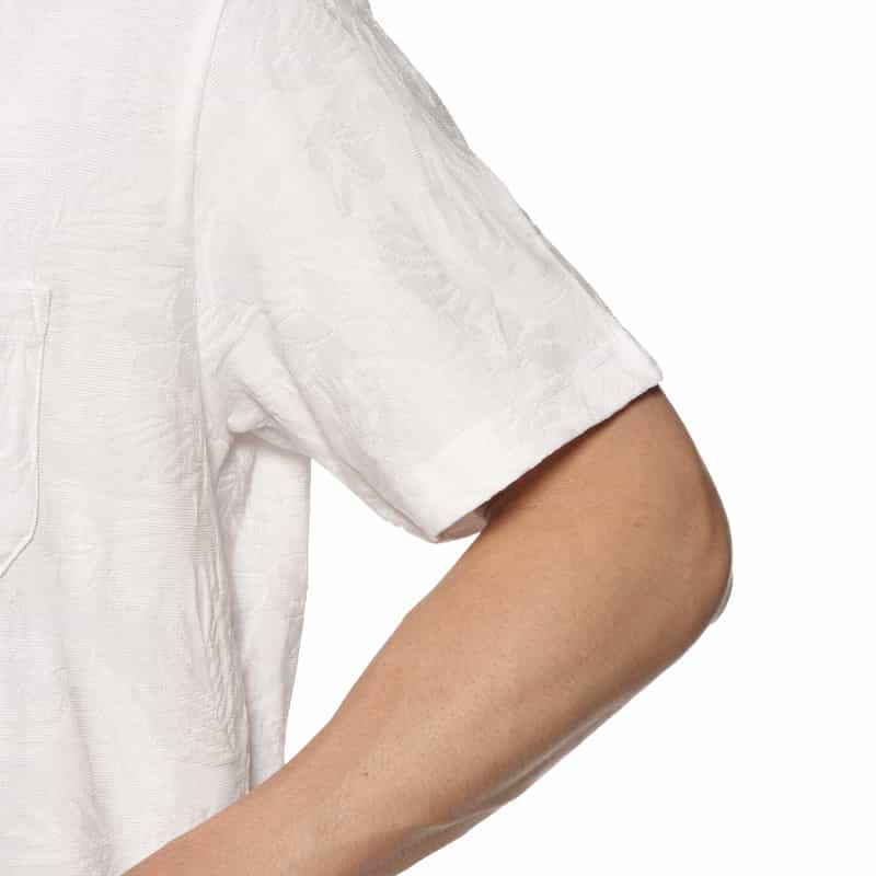 BARNEYS NEW YORK ボタニカルジャガード柄ポロシャツ WHITE