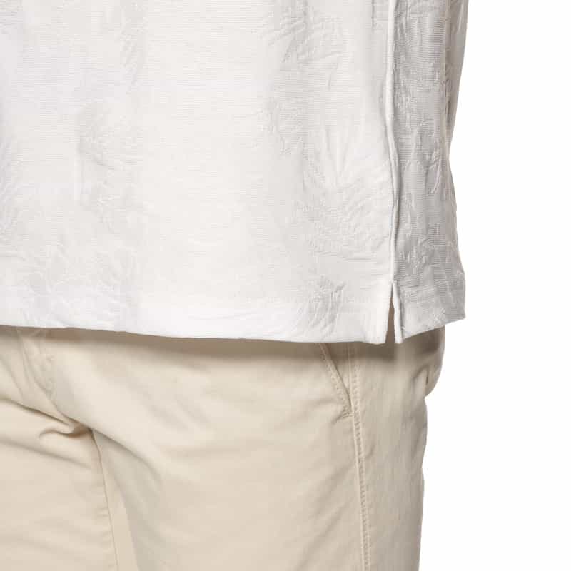 BARNEYS NEW YORK ボタニカルジャガード柄ポロシャツ WHITE