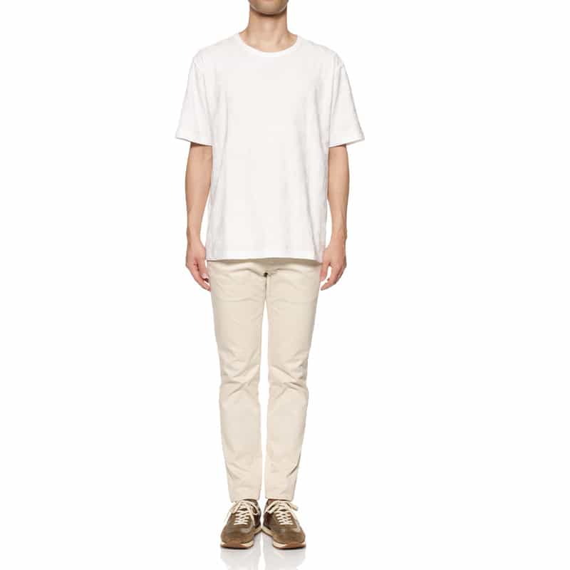 BARNEYS NEW YORK ボタニカルジャガード柄クルーネックTシャツ WHITE
