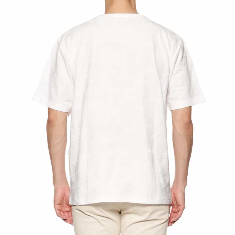 BARNEYS NEW YORK ボタニカルジャガード柄クルーネックTシャツ WHITE
