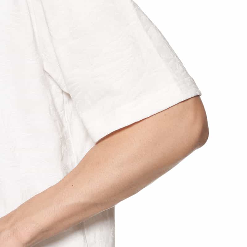 BARNEYS NEW YORK ボタニカルジャガード柄クルーネックTシャツ WHITE