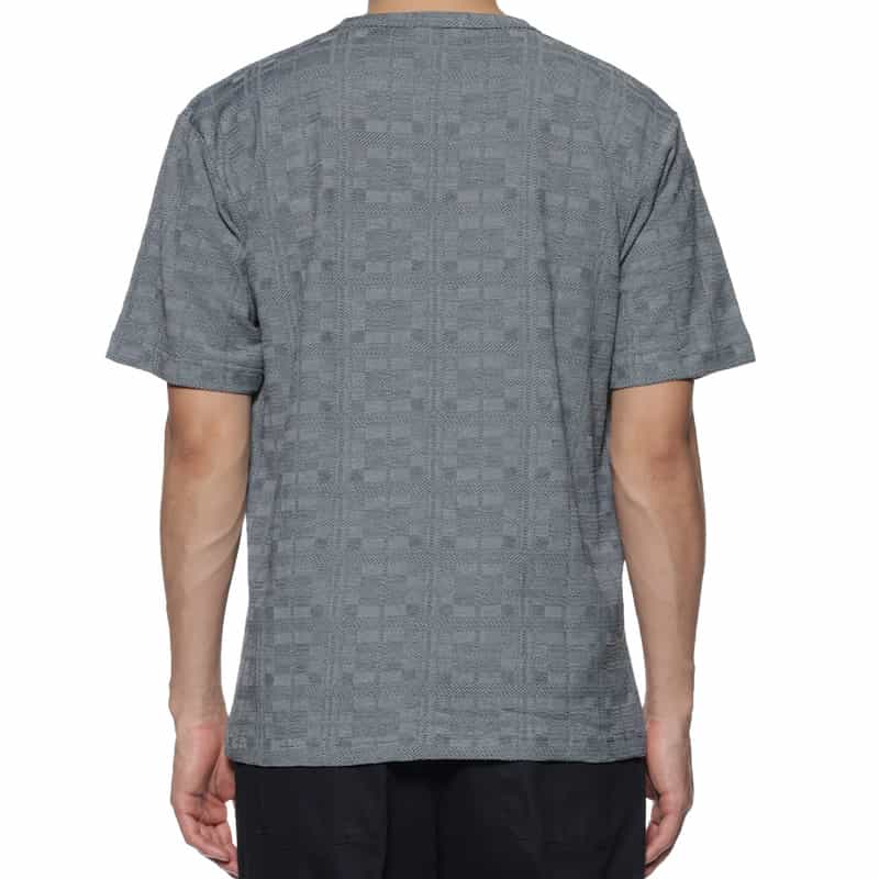 BARNEYS NEW YORK チェックジャガード柄クルーネックTシャツ GRAY