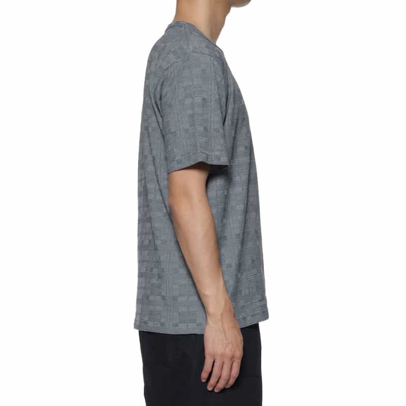 BARNEYS NEW YORK チェックジャガード柄クルーネックTシャツ GRAY