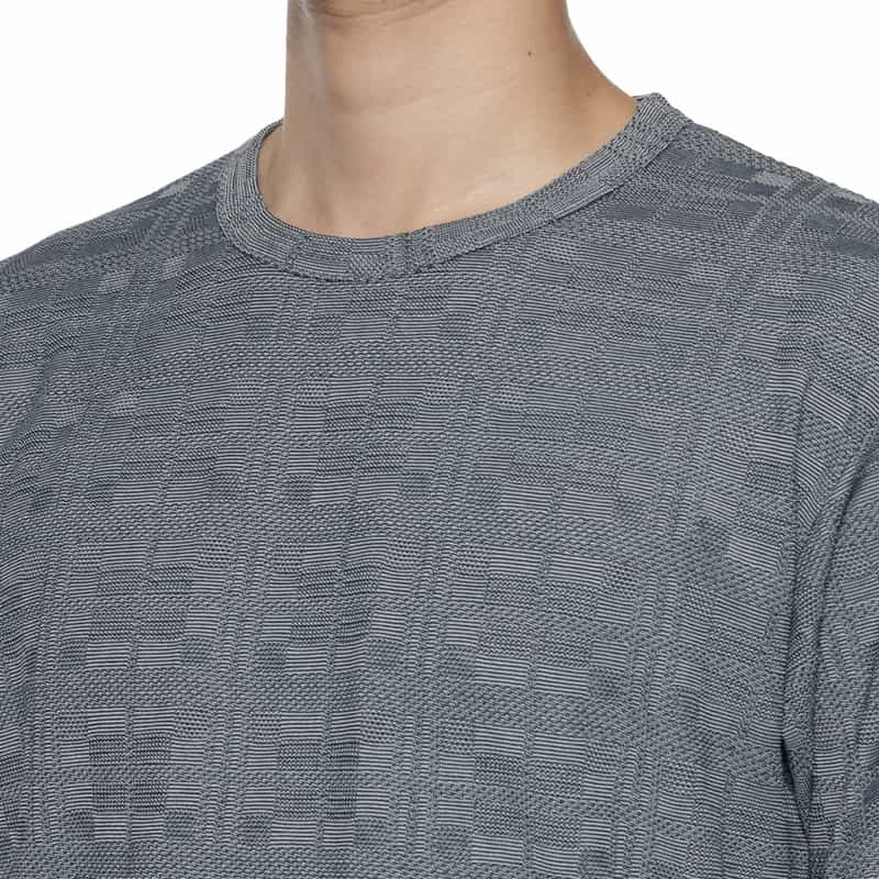 BARNEYS NEW YORK チェックジャガード柄クルーネックTシャツ GRAY