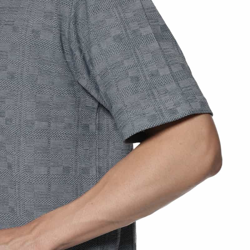 BARNEYS NEW YORK チェックジャガード柄クルーネックTシャツ GRAY