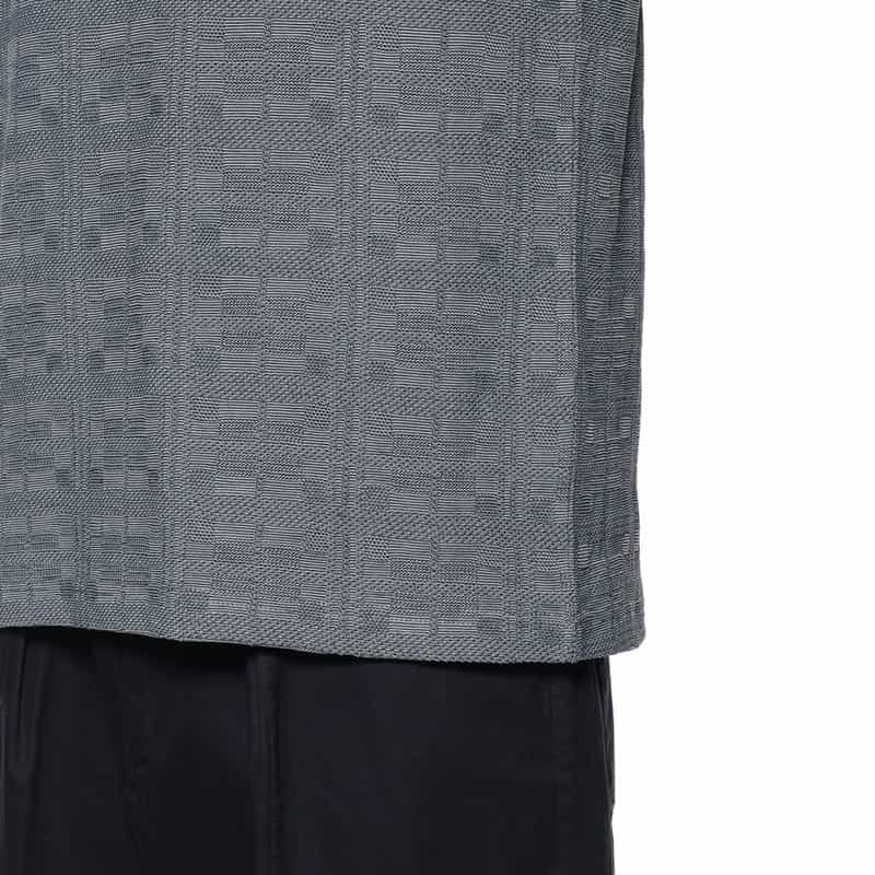 BARNEYS NEW YORK チェックジャガード柄クルーネックTシャツ GRAY