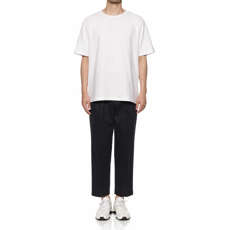 BARNEYS NEW YORK ジオメトリック柄ジャカード クルーネックTシャツ WHITE