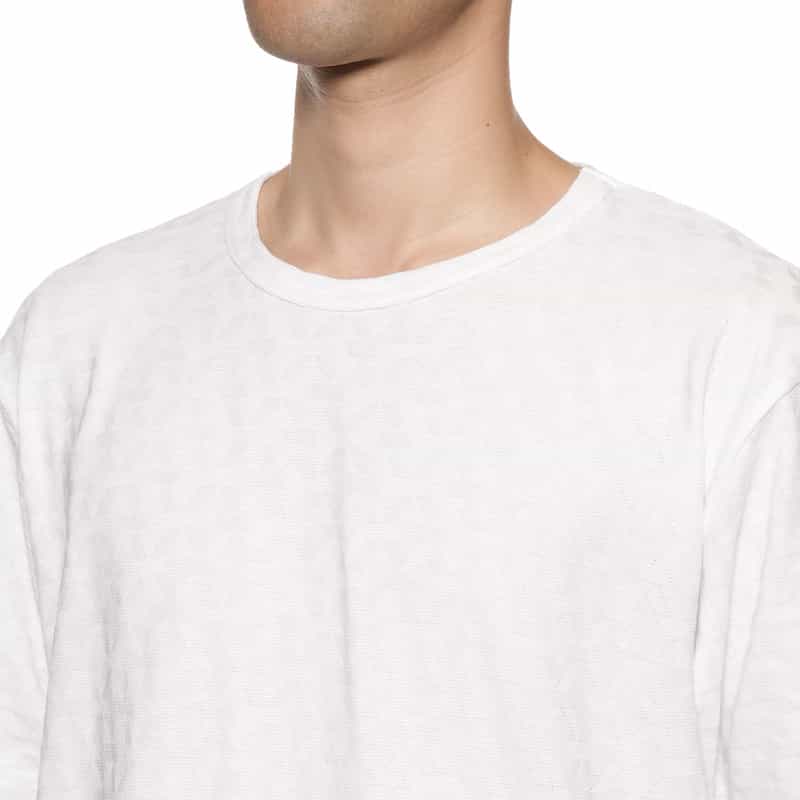 BARNEYS NEW YORK ジオメトリック柄ジャカード クルーネックTシャツ WHITE