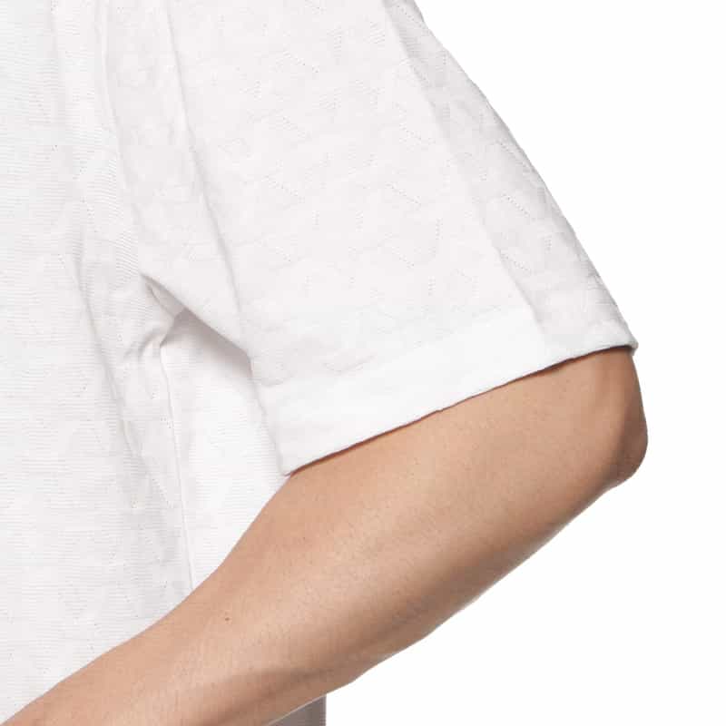 BARNEYS NEW YORK ジオメトリック柄ジャカード クルーネックTシャツ WHITE