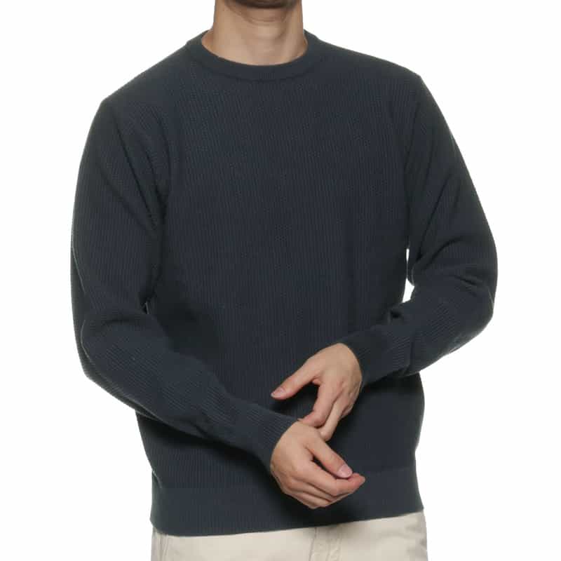 BARNEYS NEW YORK ワッフルニットプルオーバー NAVY