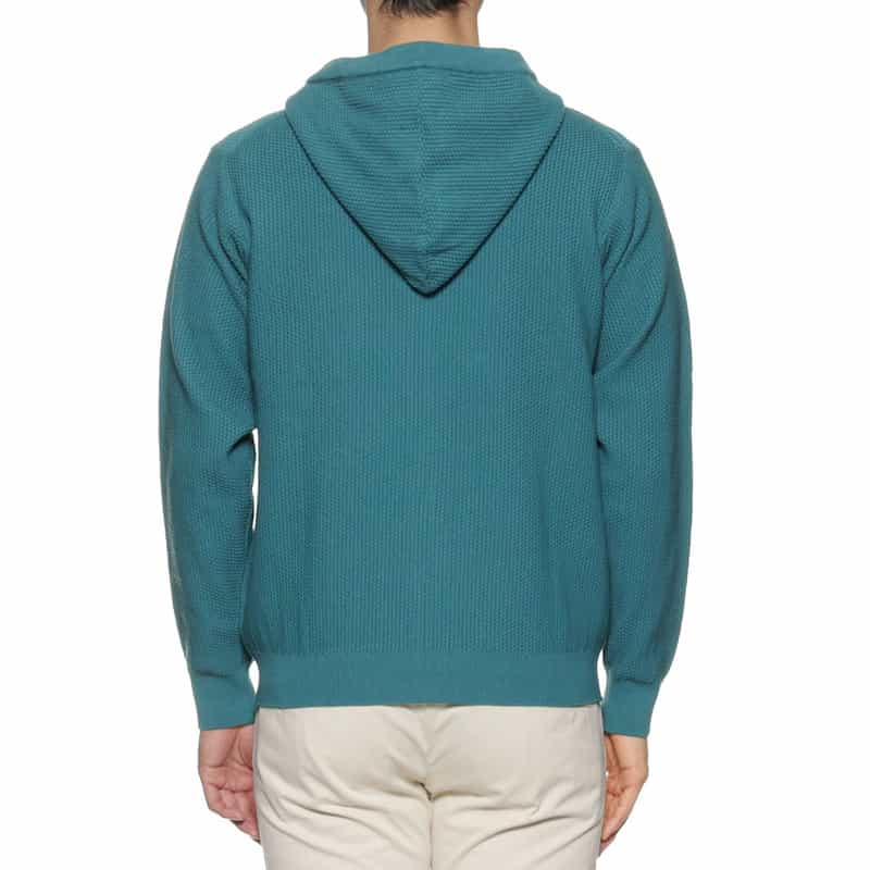 BARNEYS NEW YORK ジップアップ ワッフルニットパーカ GREEN