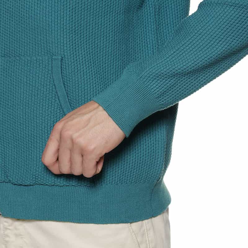 BARNEYS NEW YORK ジップアップ ワッフルニットパーカ GREEN