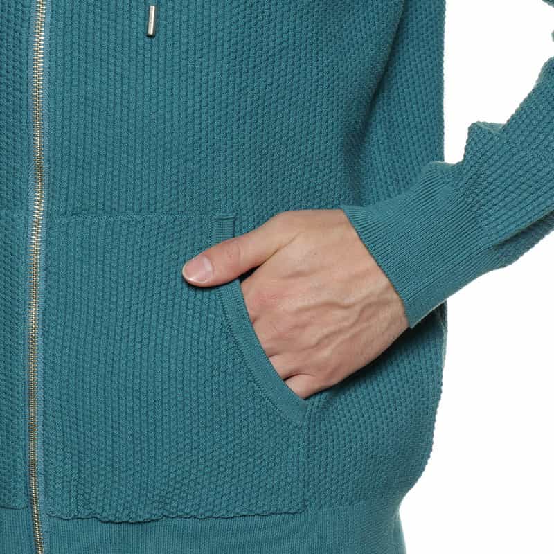 BARNEYS NEW YORK ジップアップ ワッフルニットパーカ GREEN