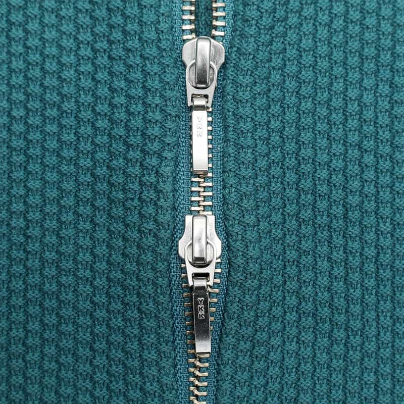 BARNEYS NEW YORK ジップアップ ワッフルニットパーカ GREEN