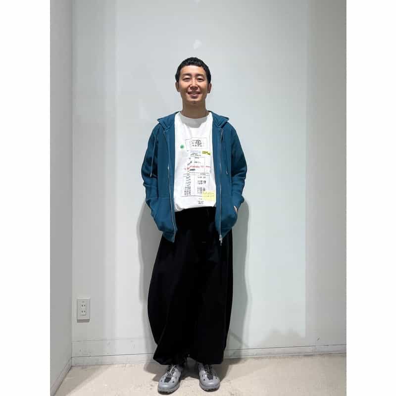 BARNEYS NEW YORK ジップアップ ワッフルニットパーカ GREEN
