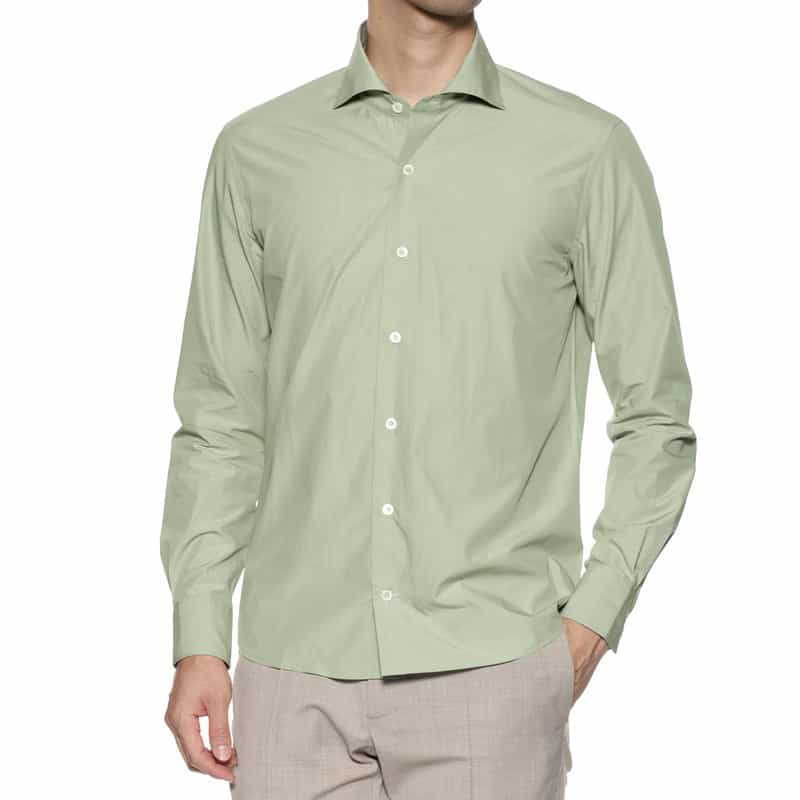 BARNEYS NEW YORK ウォッシャブル カッタウェイカラーシャツ LT GREEN