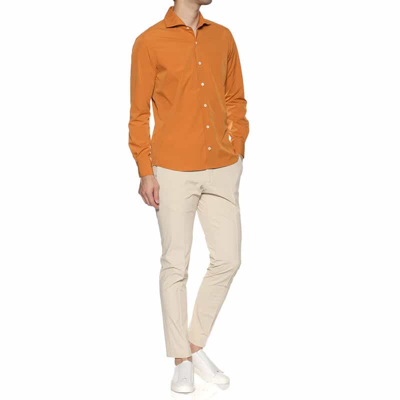 BARNEYS NEW YORK ウォッシャブル カッタウェイカラーシャツ ORANGE