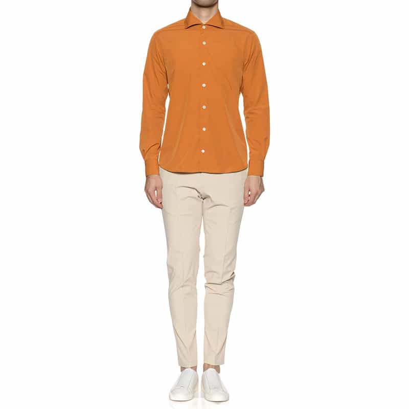 BARNEYS NEW YORK ウォッシャブル カッタウェイカラーシャツ ORANGE