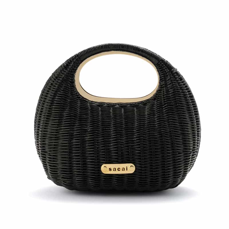 SACAI SACAI＜サカイ＞ラタン素材ラウンドハンドバッグ BLACK