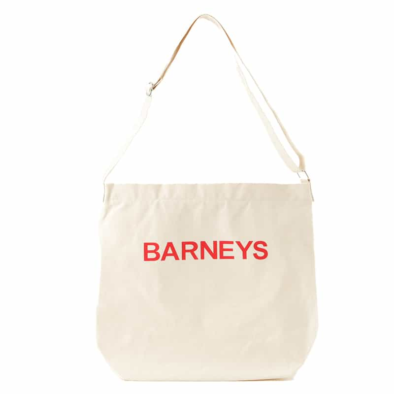 BARNEYS NEW YORK "BARNEYS" ロゴ入りデザイントートバッグ WHITE