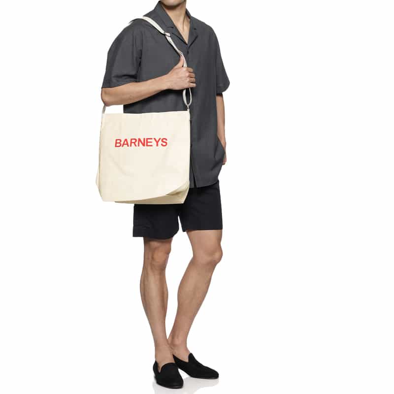 BARNEYS NEW YORK "BARNEYS" ロゴ入りデザイントートバッグ WHITE