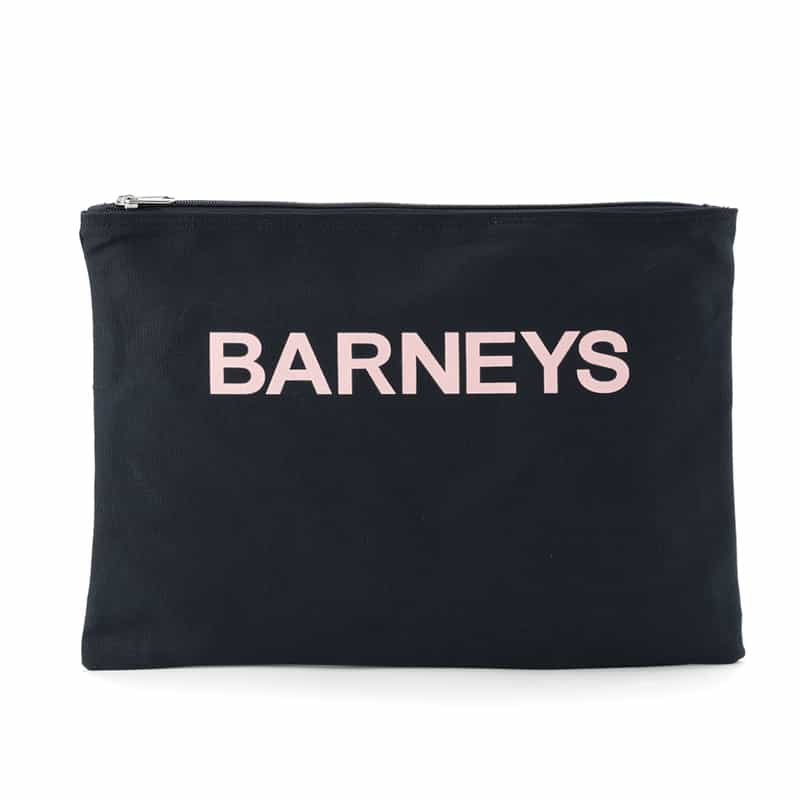 BARNEYS NEW YORK "BARNEYS" ロゴ入りポーチ(L) NAVY