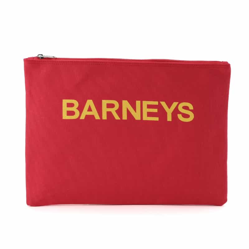 BARNEYS NEW YORK "BARNEYS" ロゴ入りポーチ(L) RED