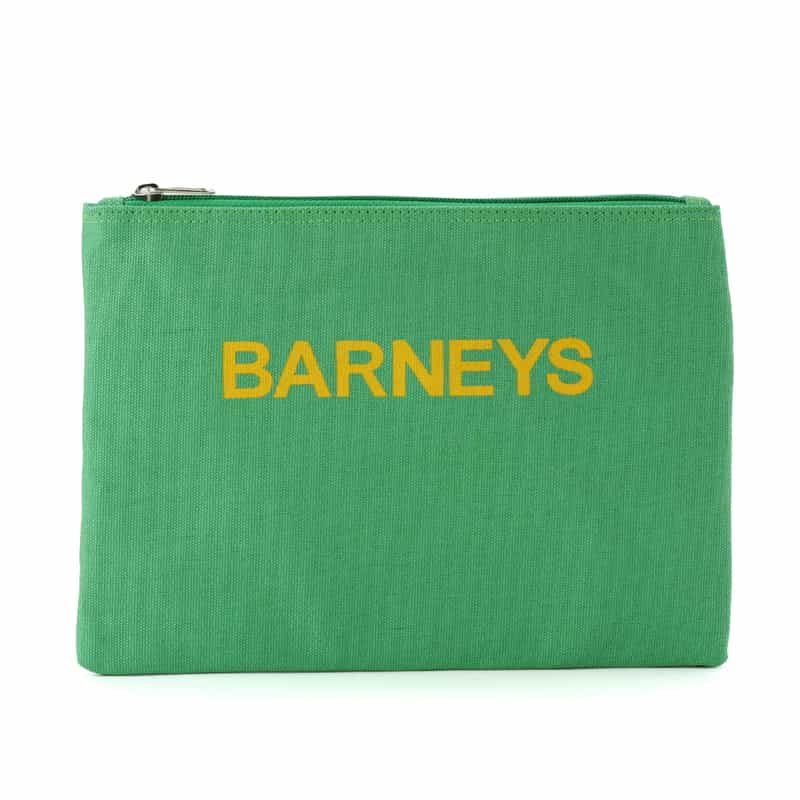 BARNEYS NEW YORK "BARNEYS" ロゴ入りポーチ（M） GREEN