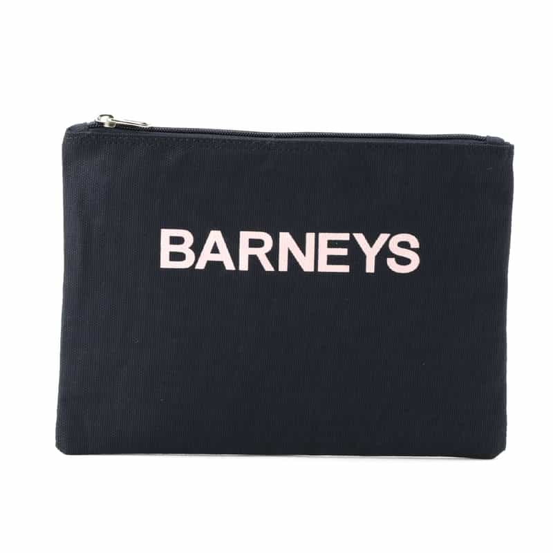 BARNEYS NEW YORK "BARNEYS" ロゴ入りポーチ（M） NAVY