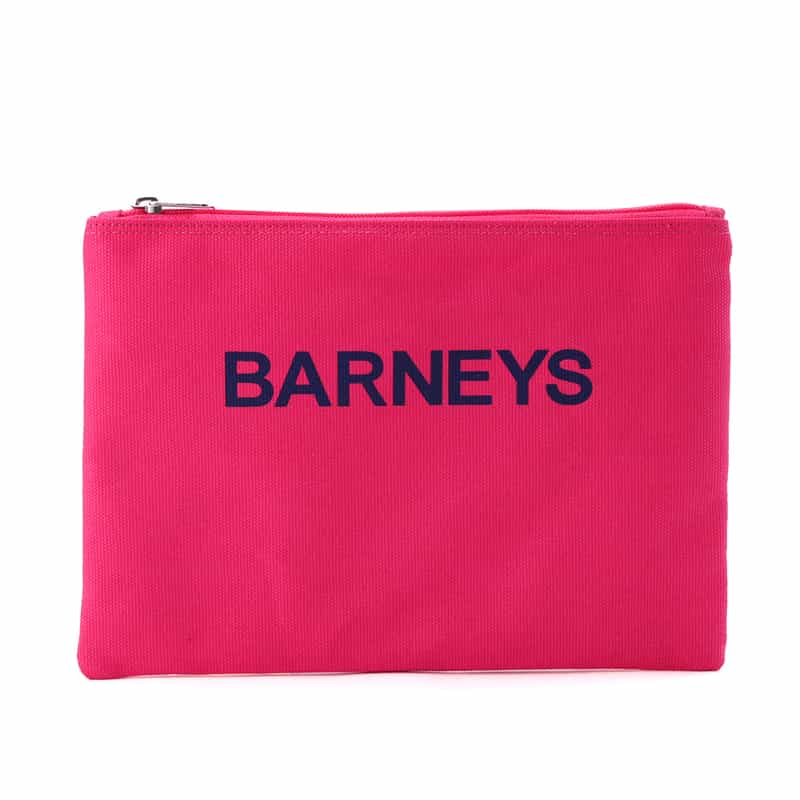 BARNEYS NEW YORK "BARNEYS" ロゴ入りポーチ（M） PINK