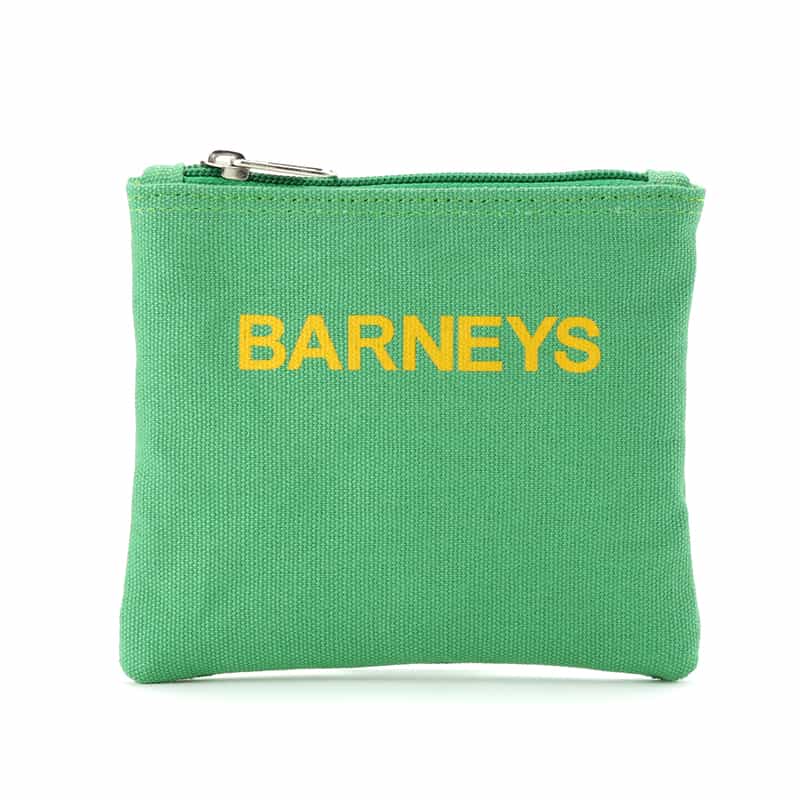 BARNEYS NEW YORK "BARNEYS" ロゴ入りポーチ（S） GREEN