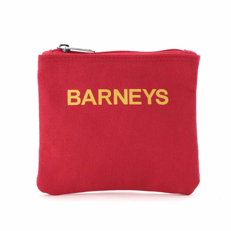 BARNEYS NEW YORK "BARNEYS" ロゴ入りポーチ（S） RED