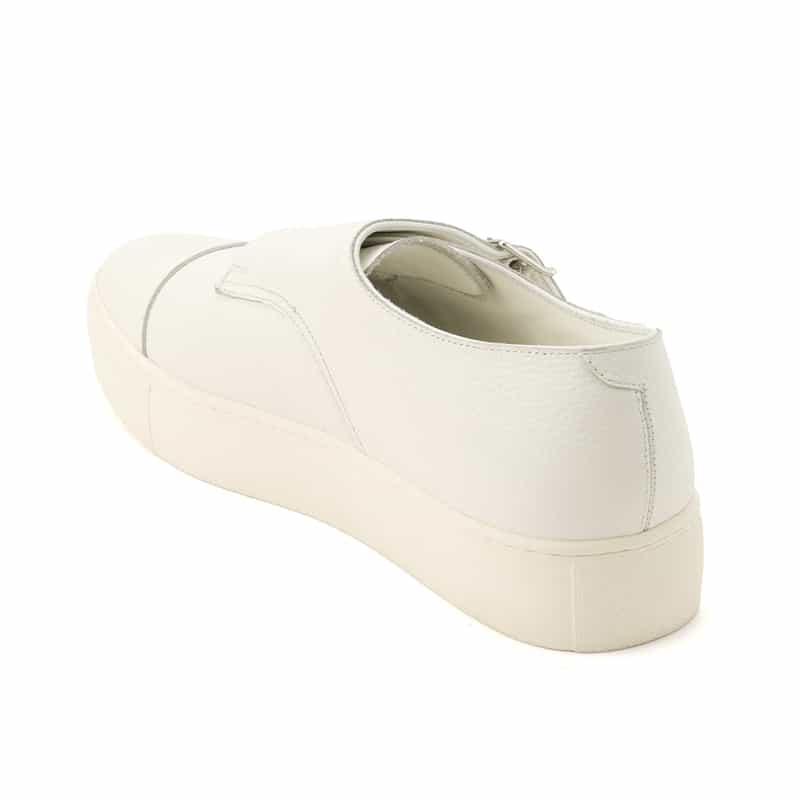 BARNEYS NEW YORK ダブルモンクストラップ レザードレススニーカー WHITE