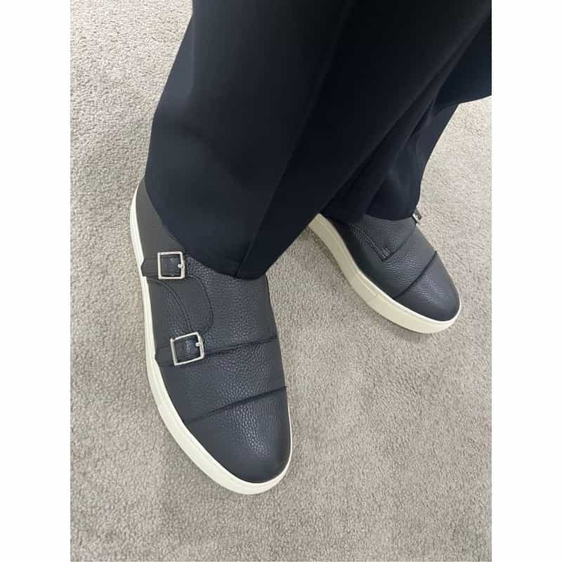 BARNEYS NEW YORK ダブルモンクストラップ レザードレススニーカー MULTI COLOR