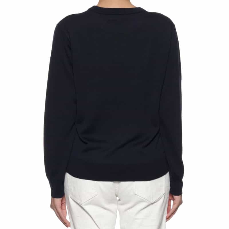 BARNEYS NEW YORK "BARNEYS" ロゴ入りニットプルオーバー(ウィメンズサイズ) NAVY