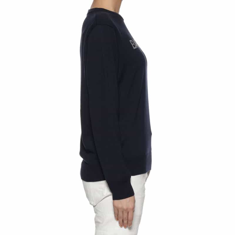 BARNEYS NEW YORK "BARNEYS" ロゴ入りニットプルオーバー(ウィメンズサイズ) NAVY
