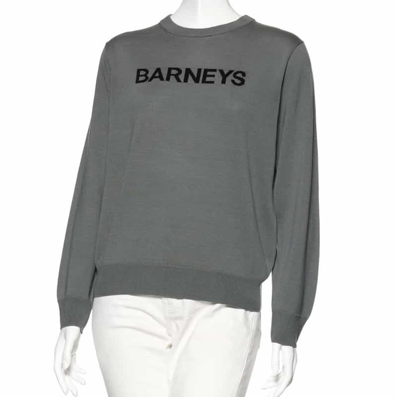 BARNEYS NEW YORK "BARNEYS" ロゴ入りニットプルオーバー(ウィメンズサイズ) GRAY