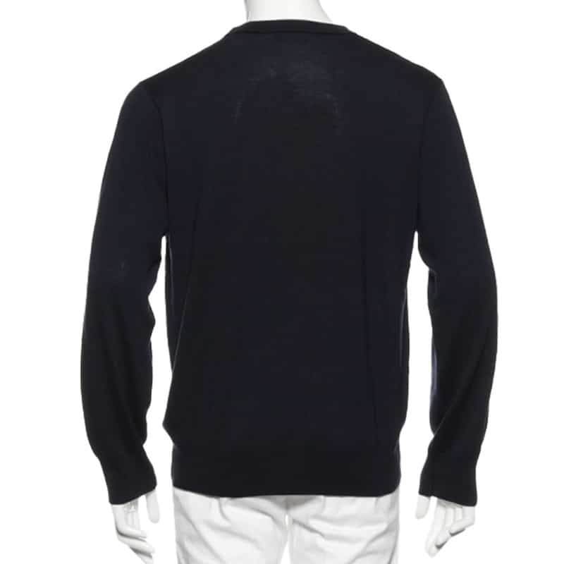 BARNEYS NEW YORK "BARNEYS" ロゴ入りニットプルオーバー(メンズサイズ) NAVY