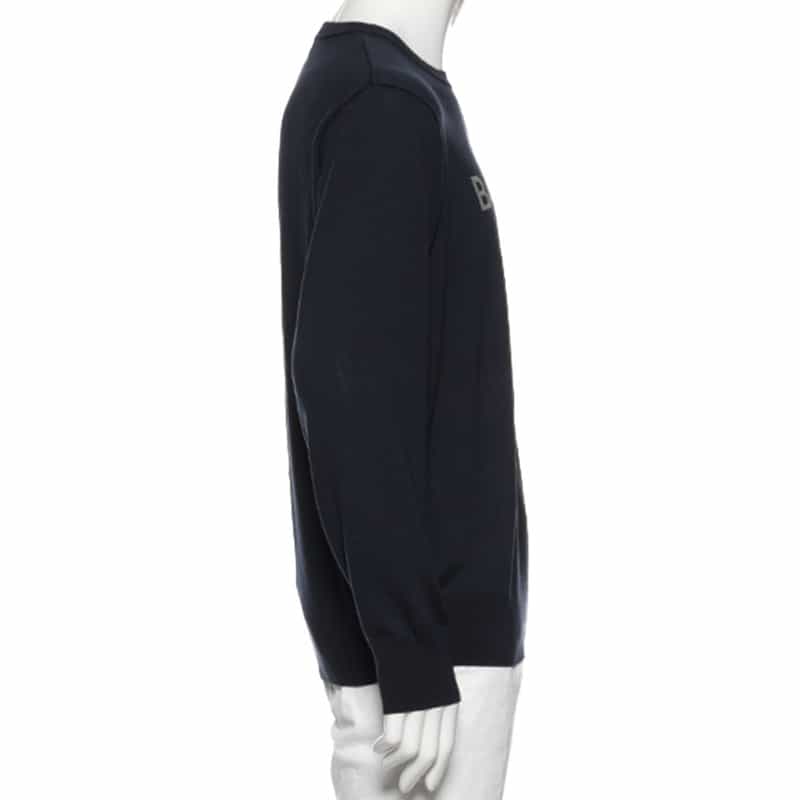 BARNEYS NEW YORK "BARNEYS" ロゴ入りニットプルオーバー(メンズサイズ) NAVY