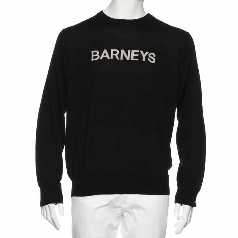 BARNEYS NEW YORK "BARNEYS" ロゴ入りニットプルオーバー(メンズサイズ) BLACK