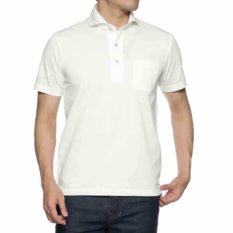 BARNEYS NEW YORK シーアイランドコットン ドライ鹿の子ポロシャツ WHITE