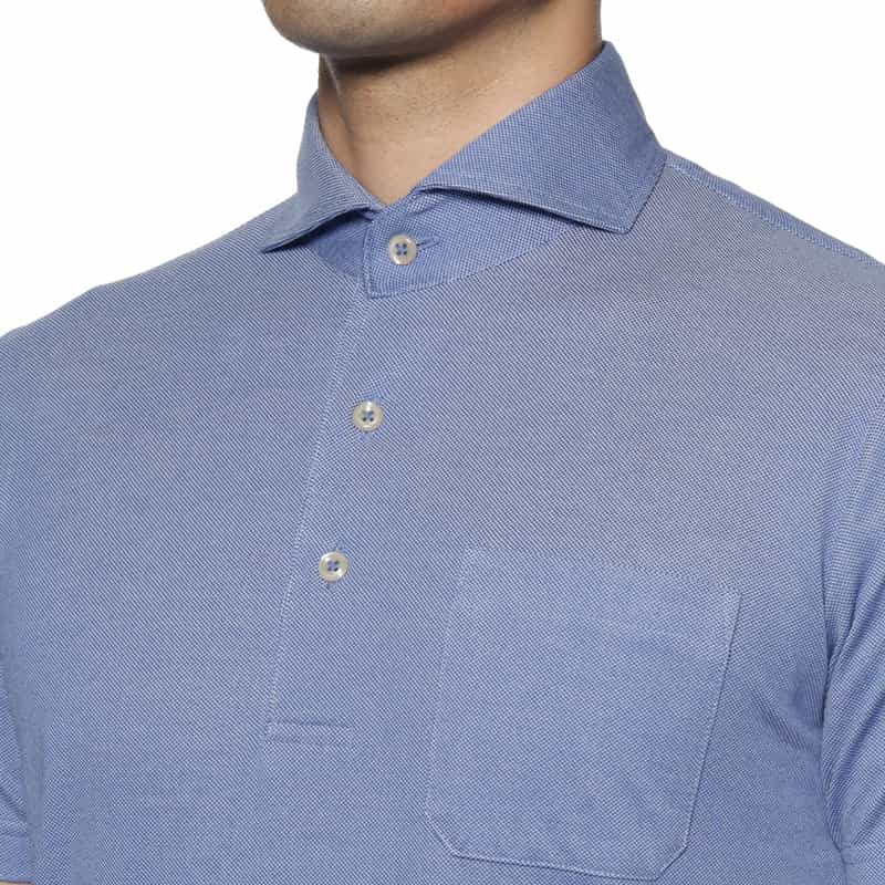 BARNEYS NEW YORK シーアイランドコットン ドライ鹿の子ポロシャツ LT BLUE