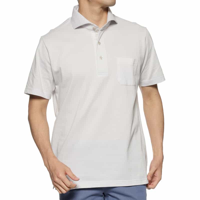 BARNEYS NEW YORK シーアイランドコットン ドライ鹿の子ポロシャツ LT GRAY