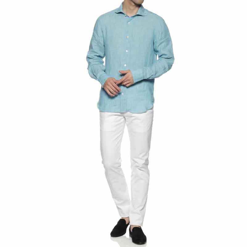 FINAMORE FINAMORE＜フィナモレ＞リネンシャツ"PANTELLERIA" BLUE