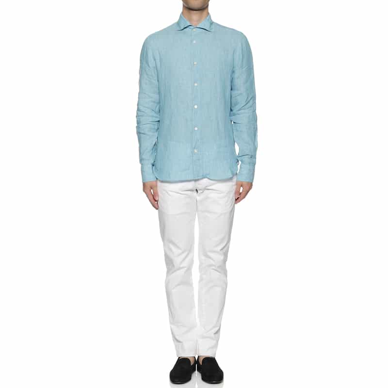 FINAMORE FINAMORE＜フィナモレ＞リネンシャツ"PANTELLERIA" BLUE