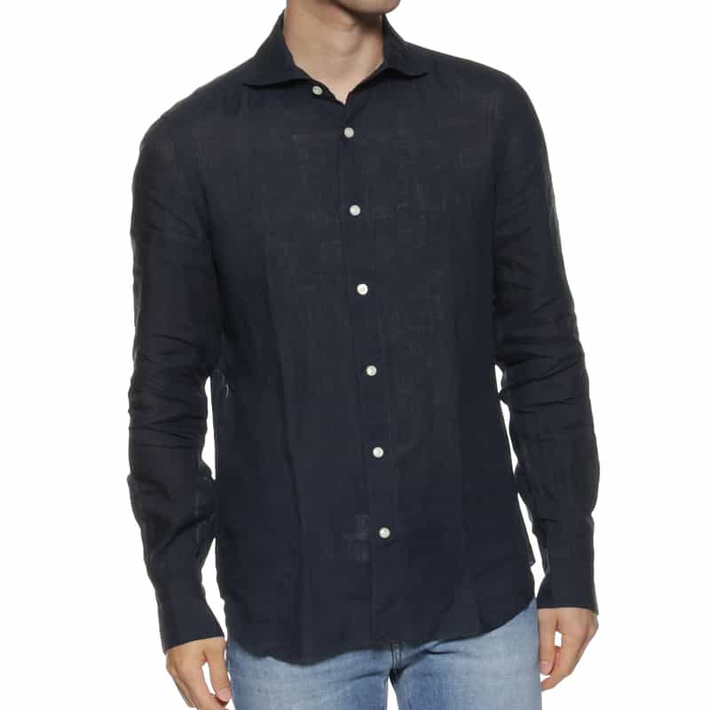 FINAMORE FINAMORE＜フィナモレ＞リネンシャツ"PANTELLERIA" NAVY